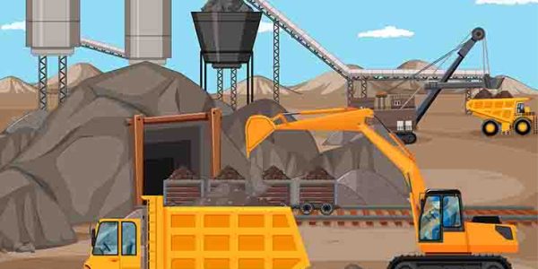 Landscape of coal mining scene Landscape of coal mining scene illustration